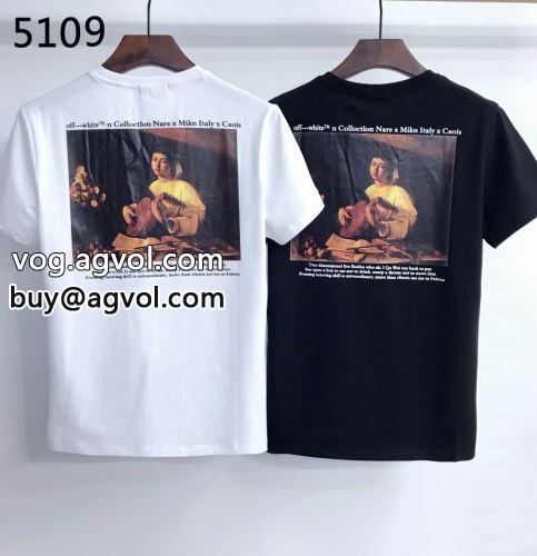 大人キレイに仕立てる 半袖Tシャツ2022 オフホワイトコピー モデル大絶賛♪ 2色可選 OFF-WHITEコピー