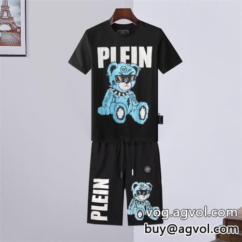 肌触りの気持ちい? フィリッププレイン PHILIPP PLEIN 2022春夏 半袖Tシャツ セットアップ上下 PHILIPP PLEINブランドコピー 2色可選