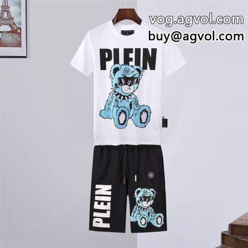肌触りの気持ちい? フィリッププレイン PHILIPP PLEIN 2022春夏 半袖Tシャツ セットアップ上下 PHILIPP PLEINブランドコピー 2色可選