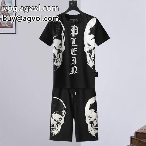 お洒落な存在感 フィリッププレイン PHILIPP PLEIN 2022春夏 半袖Tシャツ セットアップ上下 フィリッププレインブランド コピー 2色可選