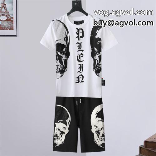 お洒落な存在感 フィリッププレイン PHILIPP PLEIN 2022春夏 半袖Tシャツ セットアップ上下 フィリッププレインブランド コピー 2色可選