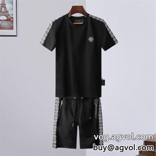 2022春夏 半袖Tシャツ 大好評? フィリッププレイン PHILIPP PLEIN セットアップ上下 フィリッププレインコピー 2色可選