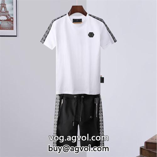 2022春夏 半袖Tシャツ 大好評? フィリッププレイン PHILIPP PLEIN セットアップ上下 フィリッププレインコピー 2色可選