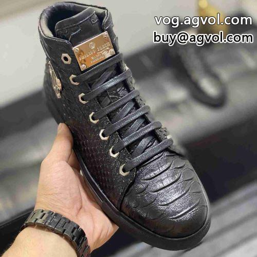 ～希少 フィリッププレインコピーブランド ピュアハイトップ 紳士靴 男性 紐靴 フィリッププレイン PHILIPP PLEIN 2022 ハイトップシューズ