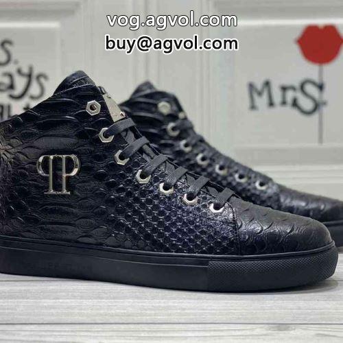 ～希少 フィリッププレインコピーブランド ピュアハイトップ 紳士靴 男性 紐靴 フィリッププレイン PHILIPP PLEIN 2022 ハイトップシューズ