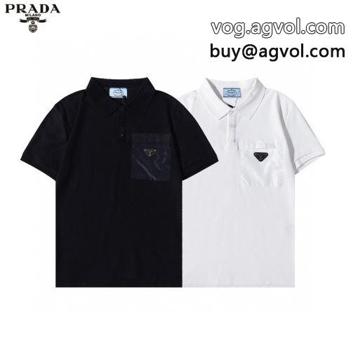  半袖Tシャツ 2色可選 首胸ロゴ プラダコピー PRADAコピー 存在感◎ 2022   