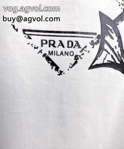 人気が爆発 2色可選 2022  PRADAコピー 縦には伸びにくい 半袖Tシャツ プラダコピー-5