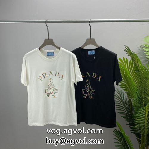 2022 2色可選 プラダコピー カジュアル PRADAコピー 存在感◎ 半袖Tシャツ     