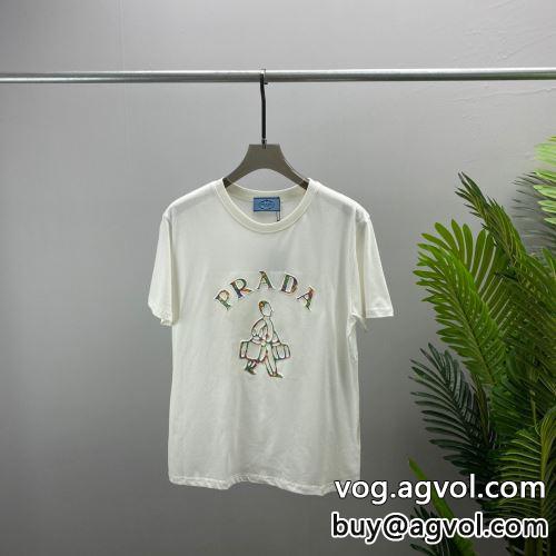 2022 2色可選 プラダコピー カジュアル PRADAコピー 存在感◎ 半袖Tシャツ-1