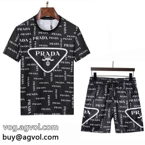  プラダコピー 落ち着いた感覚 上下セット 2022 半袖Tシャツ 2色可選 PRADAコピー   
