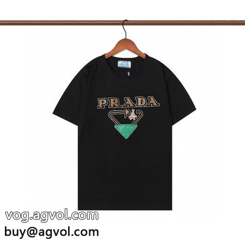 大好評 スタイルアップ効果 2色可選 プラダコピー  2022 PRADAコピー 半袖Tシャツ-1