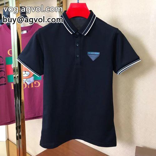ラダコピー 半袖Tシャツ  PRADAコピー 2色可選 プ 2022 大人気☆NEW 収縮性のある-1