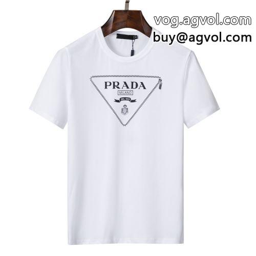 2色可選 薄手 PRADAコピー プラダコピー 欧米韓流/雑誌 2022 半袖Tシャツ      