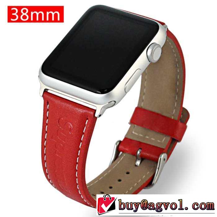 高い耐久性を誇る 2015秋冬 SUPREME シュプリーム apple watch レザー 2色可選 洗練された質感　男女兼用