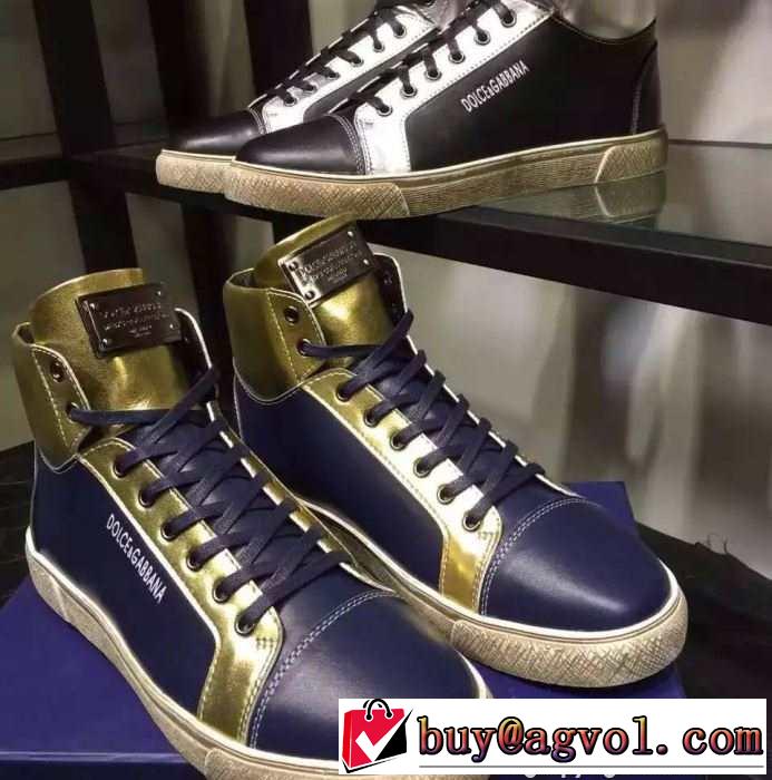 履きまわし力抜群の 2015秋冬 Dolce&Gabbana ドルチェ＆ガッバーナ 大人の印象ハイトップシューズ 2色可選