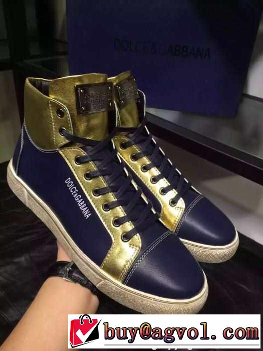 履きまわし力抜群の 2015秋冬 Dolce&Gabbana ドルチェ＆ガッバーナ 大人の印象ハイトップシューズ 2色可選