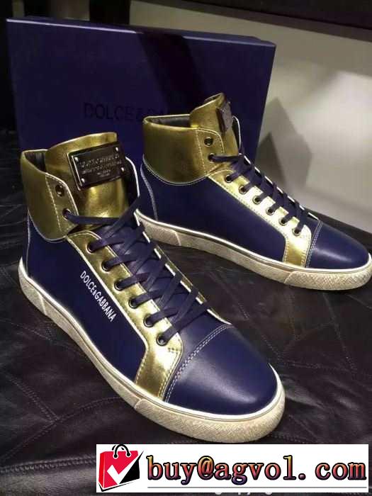 履きまわし力抜群の 2015秋冬 Dolce&Gabbana ドルチェ＆ガッバーナ 大人の印象ハイトップシューズ 2色可選