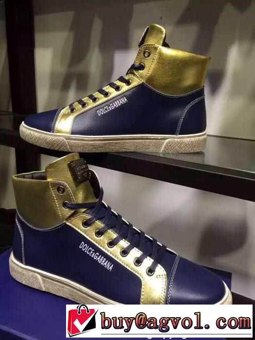 履きまわし力抜群の 2015秋冬 Dolce&Gabbana ドルチェ＆ガッバーナ 大人の印象ハイトップシューズ 2色可選