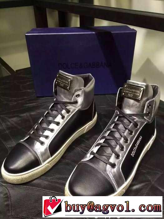 履きまわし力抜群の 2015秋冬 Dolce&Gabbana ドルチェ＆ガッバーナ 大人の印象ハイトップシューズ 2色可選
