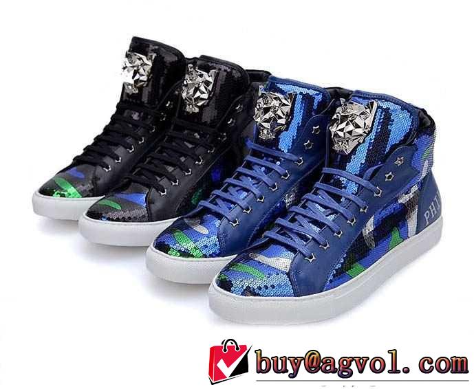 上品な大人の 2015秋冬 PHILIPP PLEIN フィリッププレイン　個性的で機能的な ハイトップシューズ 2色可選