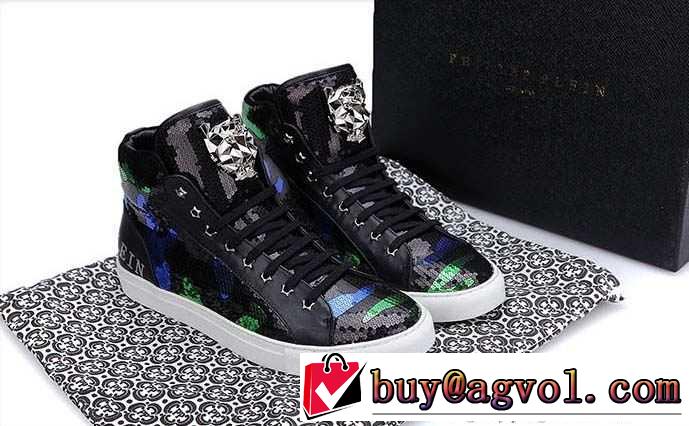 上品な大人の 2015秋冬 PHILIPP PLEIN フィリッププレイン　個性的で機能的な ハイトップシューズ 2色可選