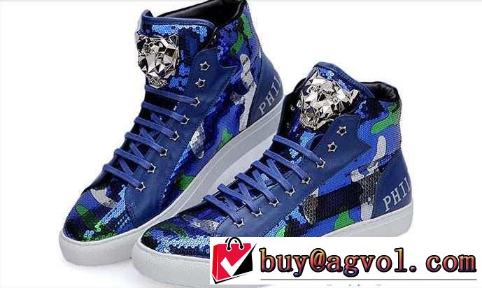 上品な大人の 2015秋冬 PHILIPP PLEIN フィリッププレイン　個性的で機能的な ハイトップシューズ 2色可選