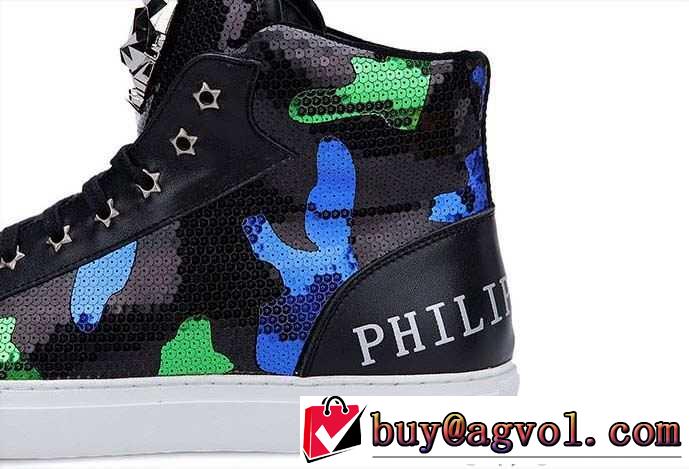 上品な大人の 2015秋冬 PHILIPP PLEIN フィリッププレイン　個性的で機能的な ハイトップシューズ 2色可選