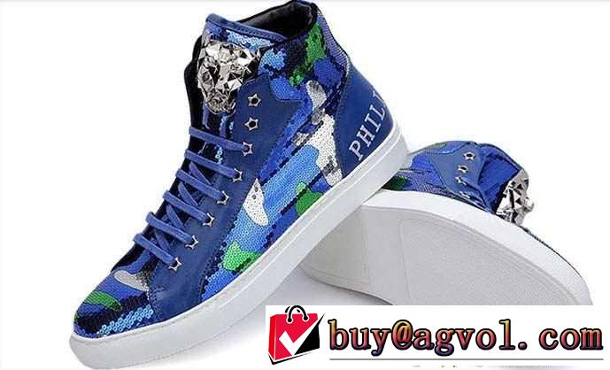 上品な大人の 2015秋冬 PHILIPP PLEIN フィリッププレイン　個性的で機能的な ハイトップシューズ 2色可選
