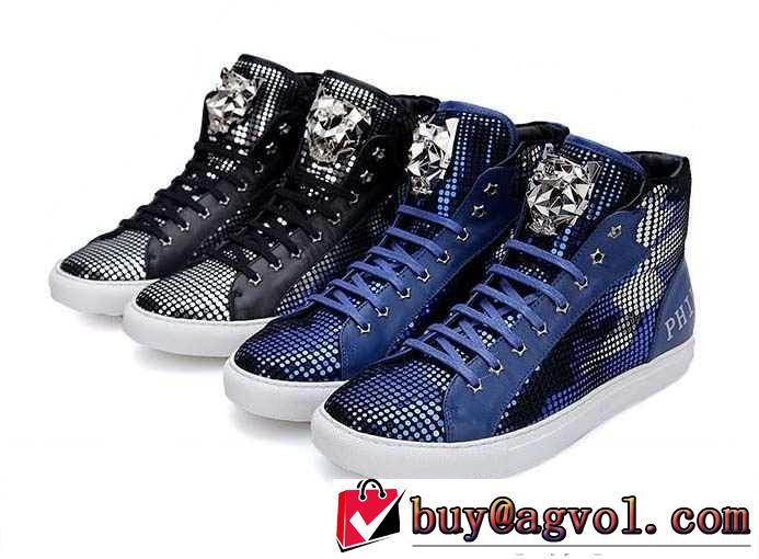 相性抜群な 2015秋冬 PHILIPP PLEIN フィリッププレイン スタイルアップ　ハイトップシューズ 2色可選