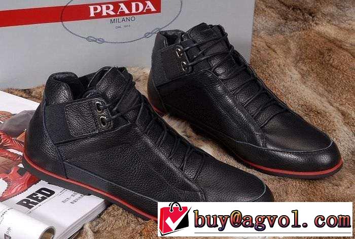 便利なマジックテープ  2015 PRADA プラダ ハイカットスニーカー 2色可選