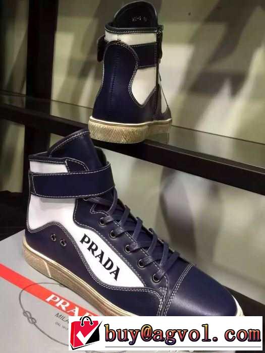 注目の 2015秋冬 PRADA プラダ 相性が良くハイトップシューズ 2色可選