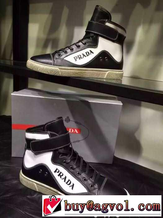 注目の 2015秋冬 PRADA プラダ 相性が良くハイトップシューズ 2色可選