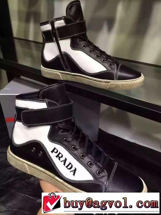 注目の 2015秋冬 PRADA プラダ 相性が良くハイトップシューズ 2色可選