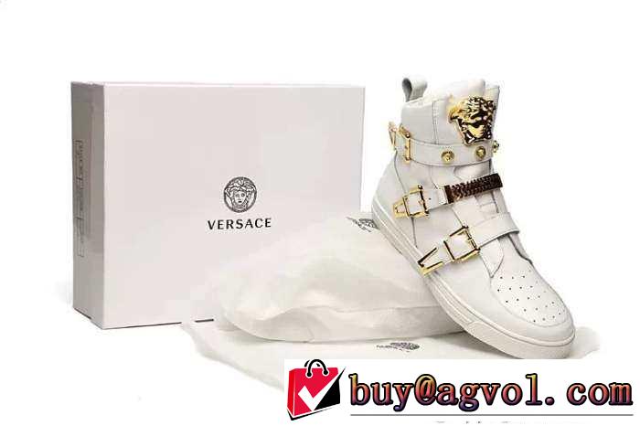 お洒落に魅せる　2015 VERSACE ヴェルサーチ  ハイカットスニーカー  耐久性