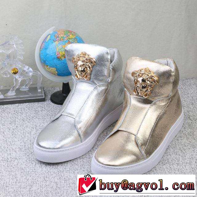 首胸ロゴ　2015 VERSACE ヴェルサーチコピー ハイカットスニーカー  存在感満点