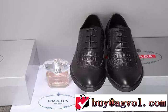格安　2015 PRADA プラダ 満点　レザーシューズ靴 