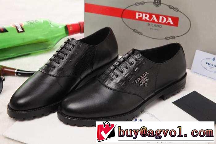 新作　 2015 PRADA プラダ 高級感がある　レザーシューズ靴
