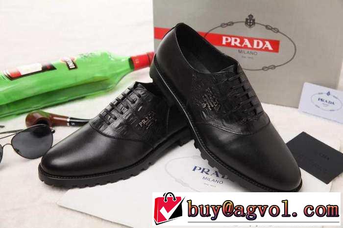新作　 2015 PRADA プラダ 高級感がある　レザーシューズ靴
