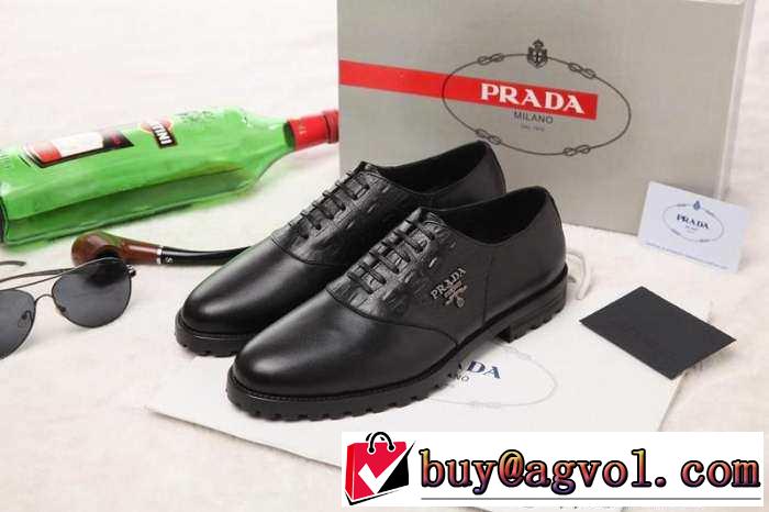 新作　 2015 PRADA プラダ 高級感がある　レザーシューズ靴