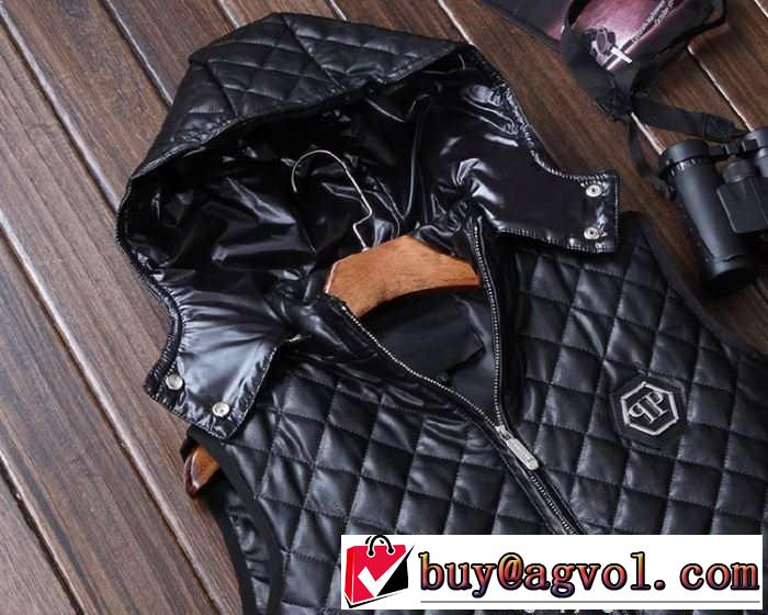 今季セール　2015秋冬 PHILIPP PLEIN フィリッププレイン 光沢のあるダウンベスト 2色可選
