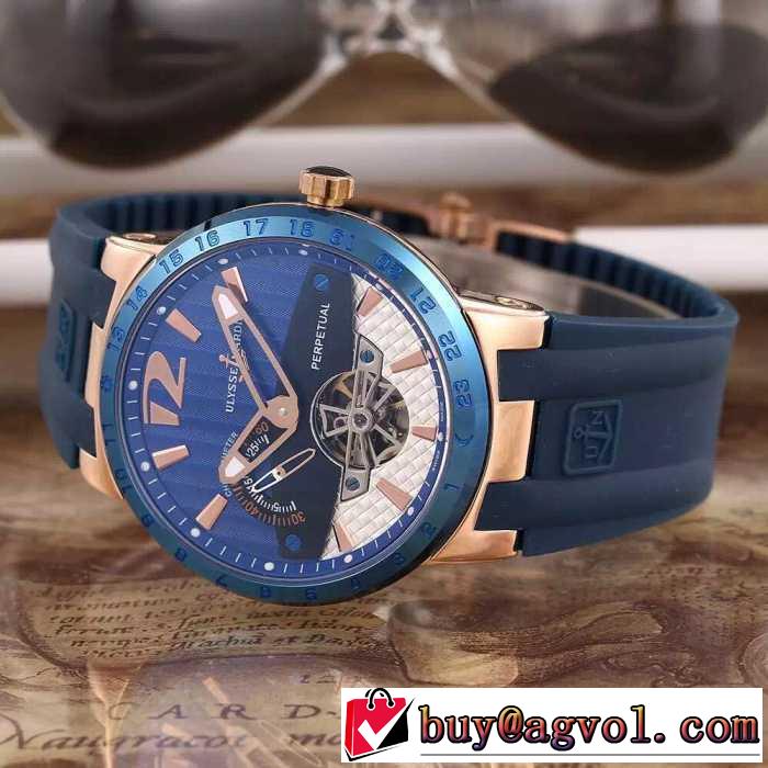 2016 美品！ユリスナルダンULYSSE NARDIN  3針クロノグラフ 透かし彫りムーブメント 男性用腕時計