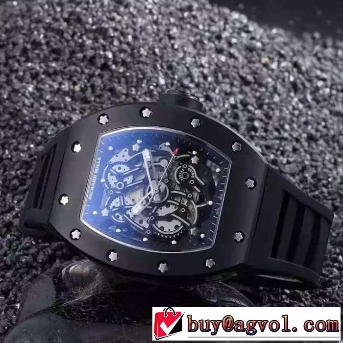 人気 ランキング 2016  リシャールミル RICHARD MILLE 透かし彫りムーブメント 男性用腕時計 3色可選