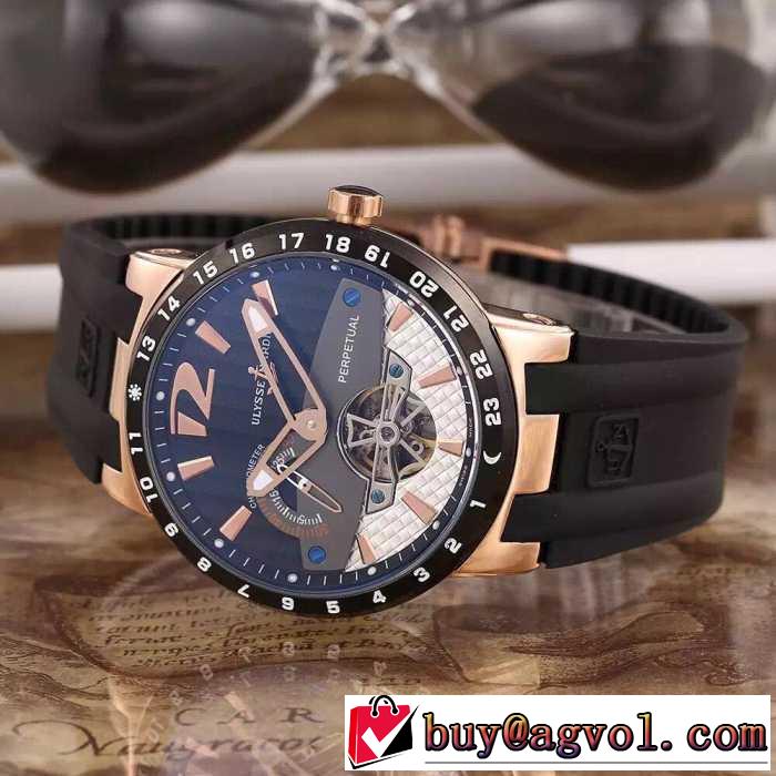 2016 人気新品★超特価★ ULYSSE NARDIN ユリスナルダン 3針クロノグラフ 透かし彫りムーブメント 男性用腕時計