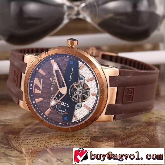 2016 抜群の雰囲気が作れる! ユリスナルダン ULYSSE NARDIN 3針クロノグラフ 透かし彫りムーブメント 男性用腕時計