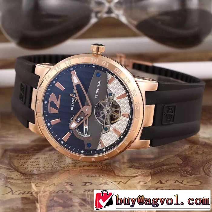 2016 個性的なデザ ULYSSE NARDIN ユリスナルダン 3針クロノグラフ 透かし彫りムーブメント 男性用腕時計