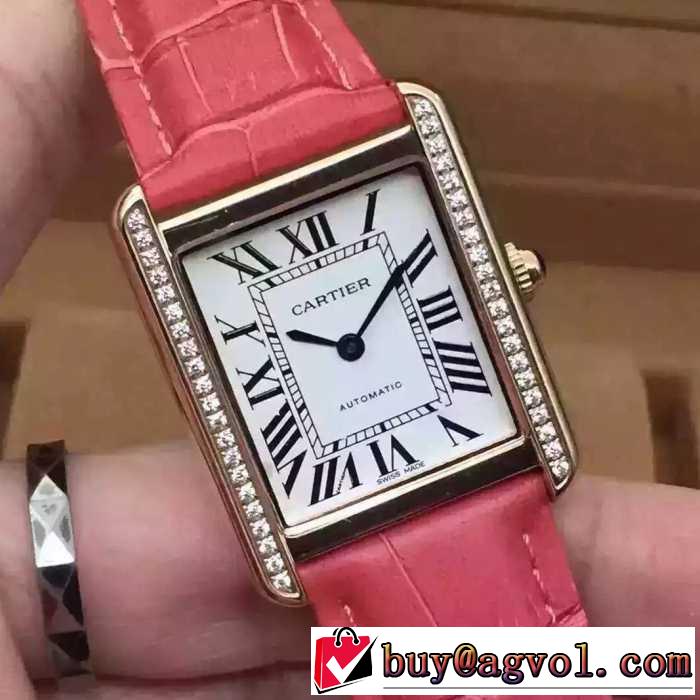 魅力的 2016 CARTIER カルティエ サファイヤクリスタル風防 スイスムーブメントETA2671 女性用腕時計 3色可選