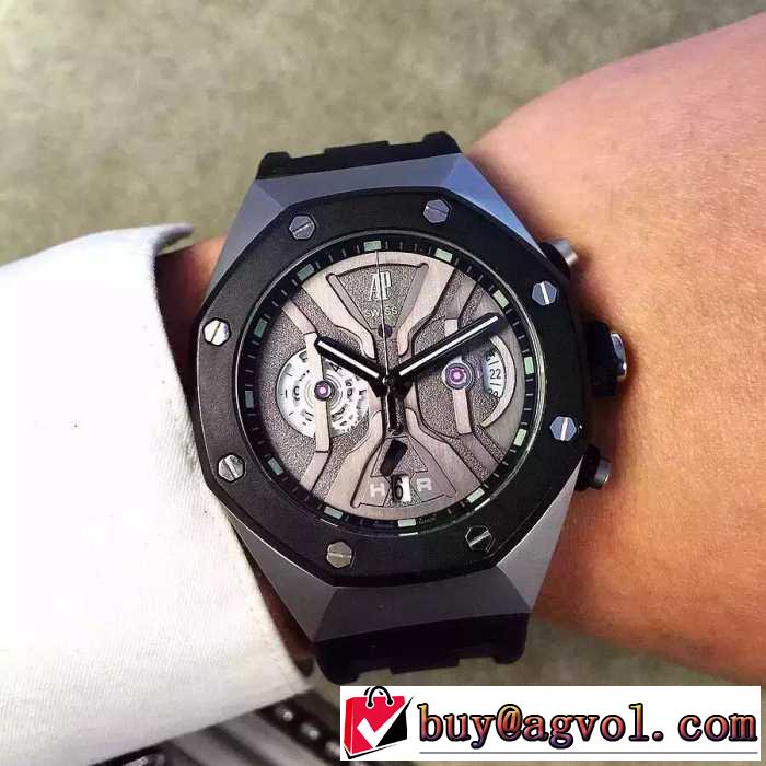 魅惑 2016  AUDEMARS PIGUET オーデマ ピゲ 44mm ラバー 上級ゴムテープ 男性用腕時計 多色選択可