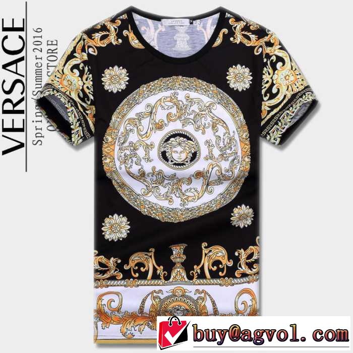2016春夏 個性的なデザイン VERSACE ヴェルサーチ 半袖Tシャツ 2色可選