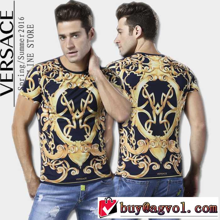 2016春夏 VERSACE ヴェルサーチ 雑誌掲載アイテム 半袖Tシャツ 2色可選