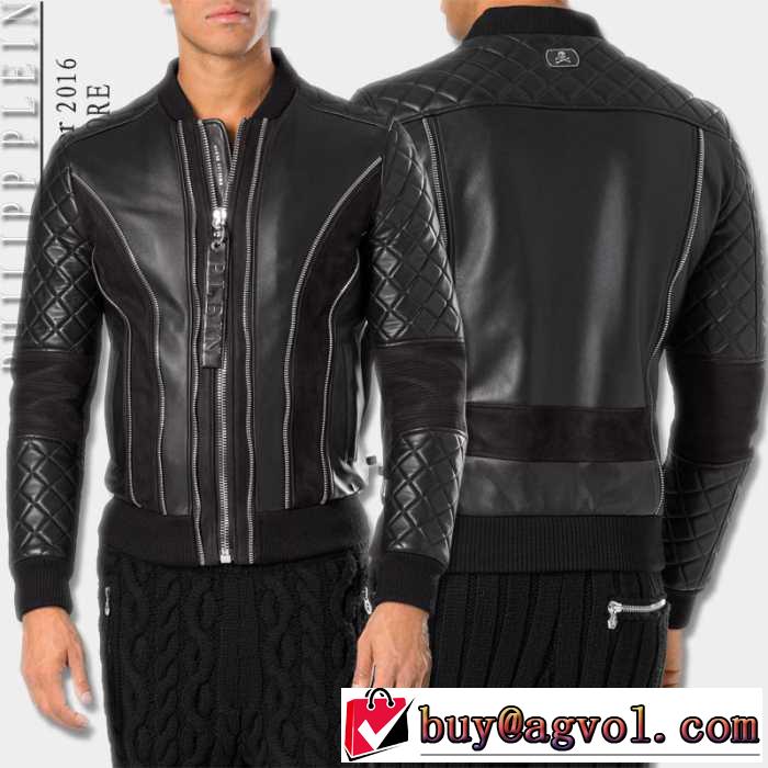 お買得2016秋冬フィリッププレイン PHILIPP PLEIN  フェイクファー製のコート レザーブルゾン